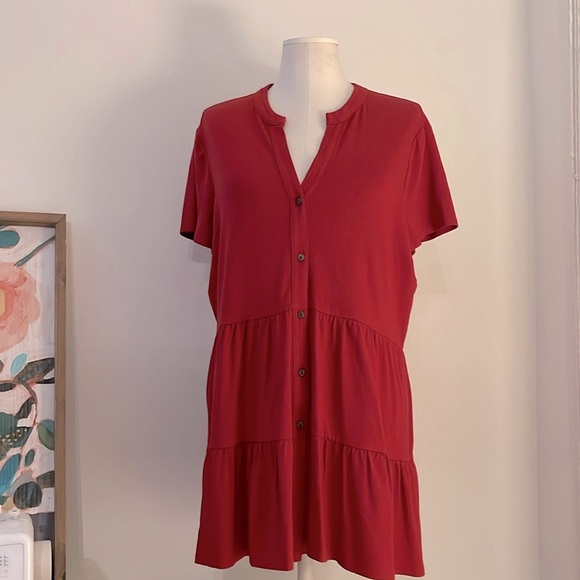 Wonderly Dresses & Skirts - NWT Wonderly Brand Deep Red V-Neck Botton Down Dress | Size XL